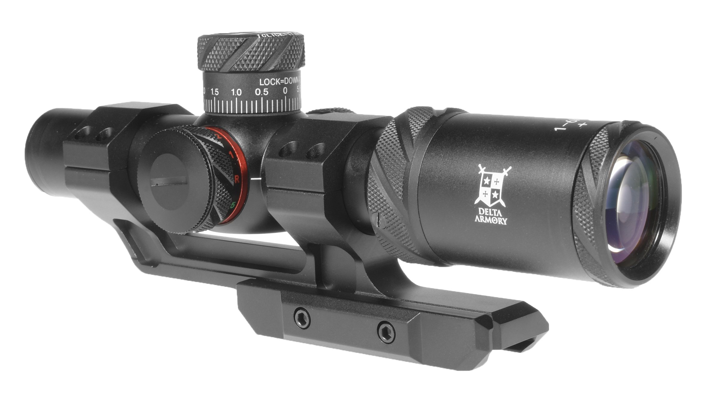 Airsoft rifle scope LPVO 1-6X24IR with backlight & covers - compact Delta Armory Black