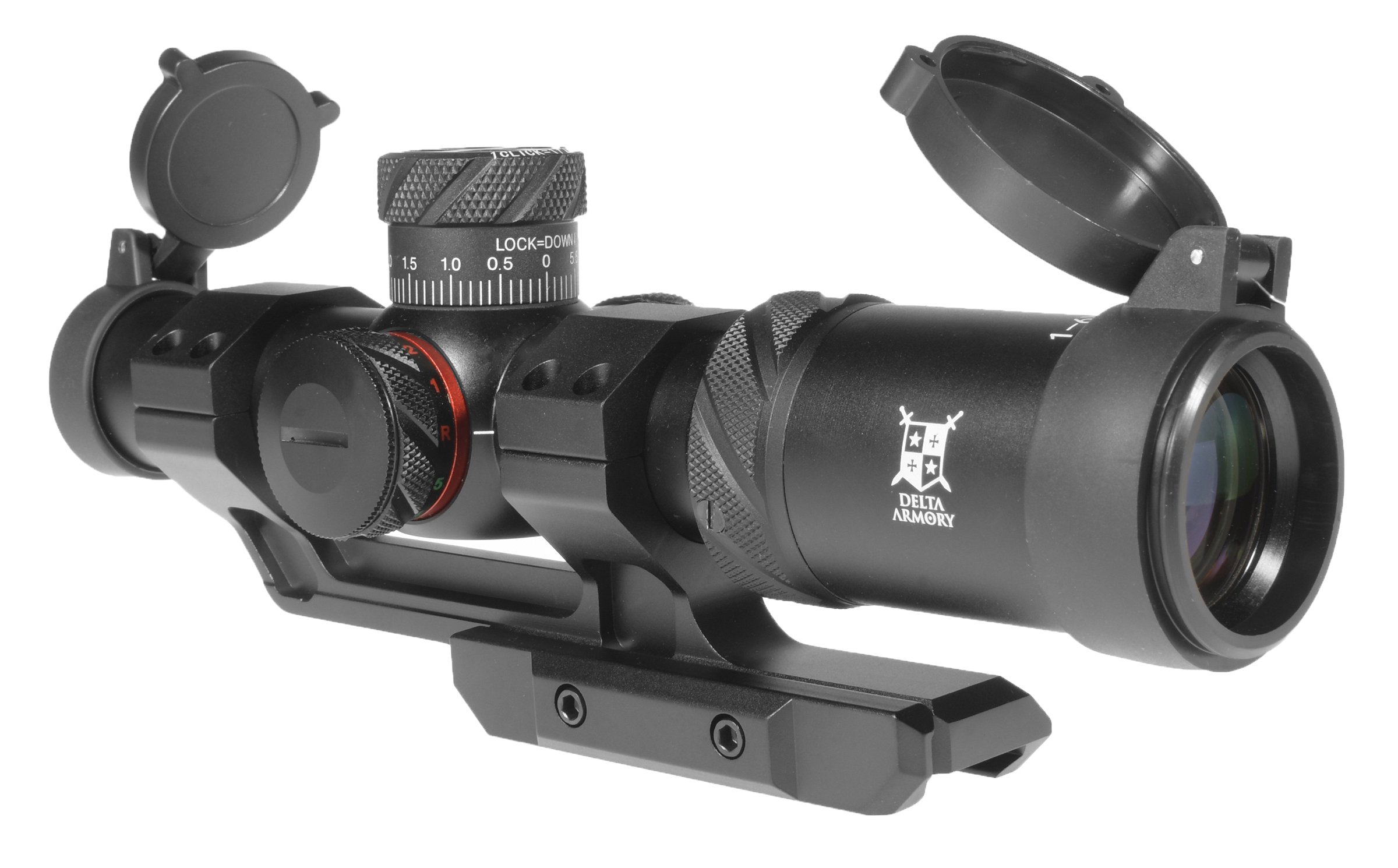 Airsoft rifle scope LPVO 1-6X24IR with backlight & covers - compact Delta Armory Black - Image 4